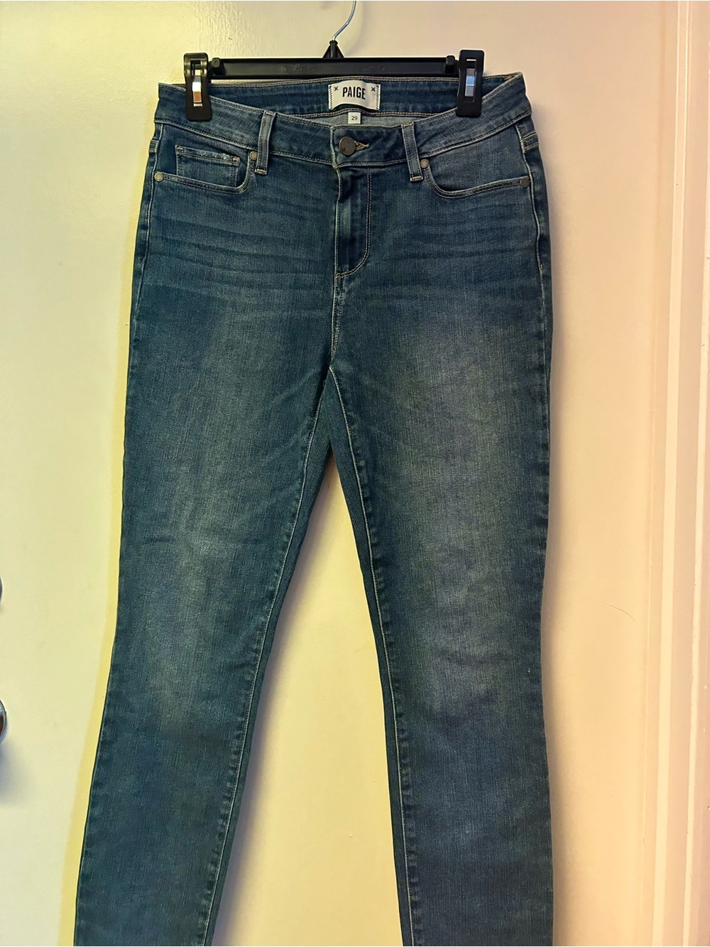 PAIGE Dark Blue Skinny Jeans with Subtle Fading